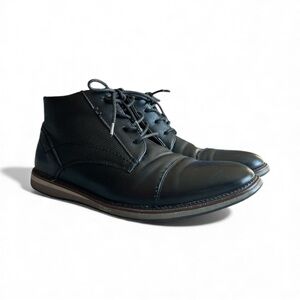 Madden Men's Black Leather Halter Lace-Up Chelsea Shoes Sz 9